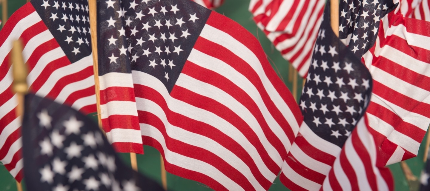 Group of American flags